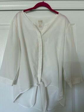 Chico's White Tie-Front Blouse - Lightweight